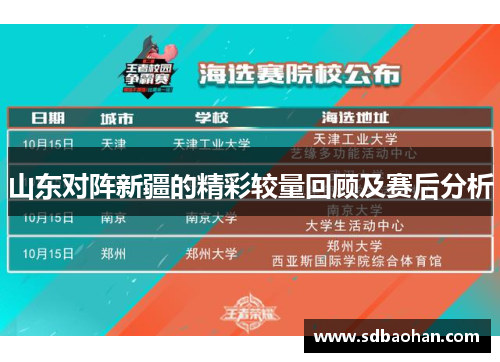山东对阵新疆的精彩较量回顾及赛后分析